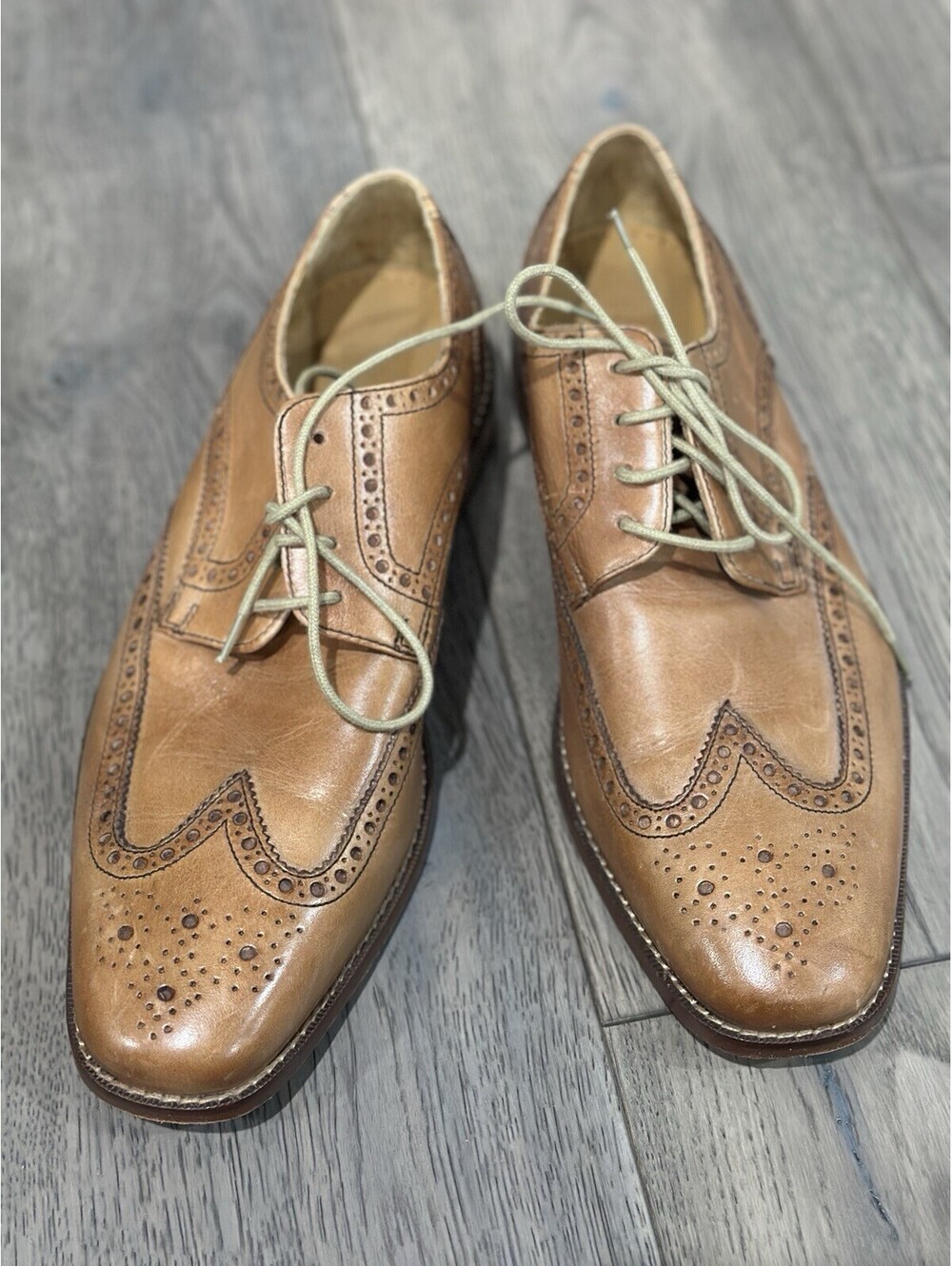 Cole Haan Wingtip Oxford Brown Leather Dress Shoes C09303 Mens Size 9 1/2